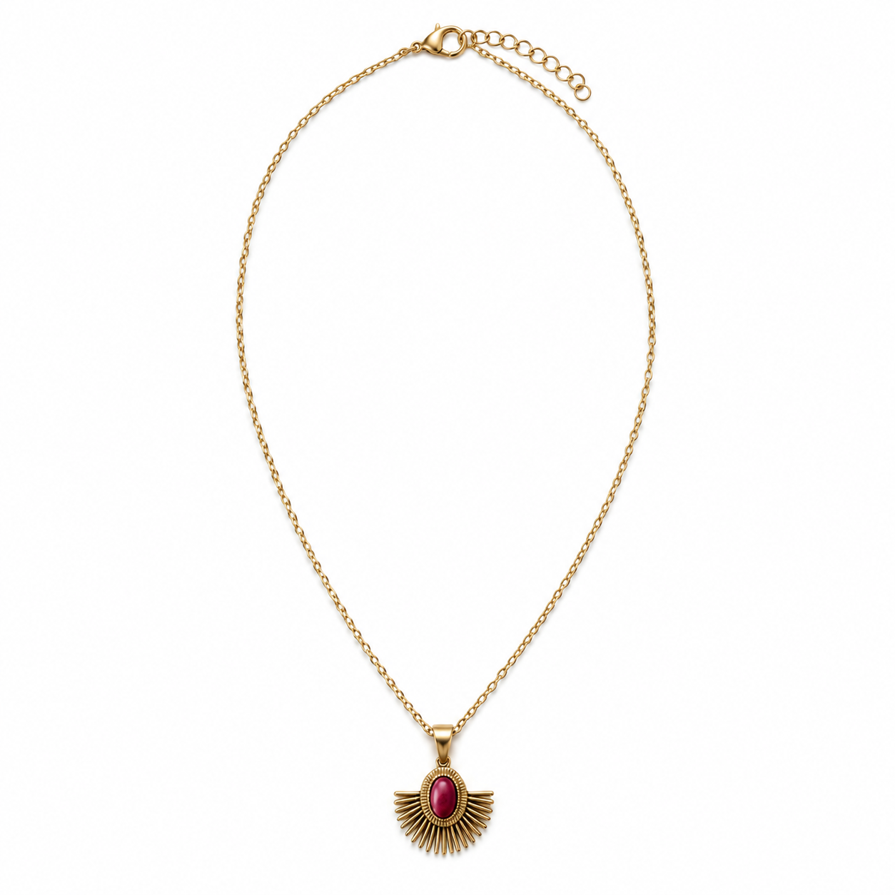 COLLAR ABANICO ROJO ACERO