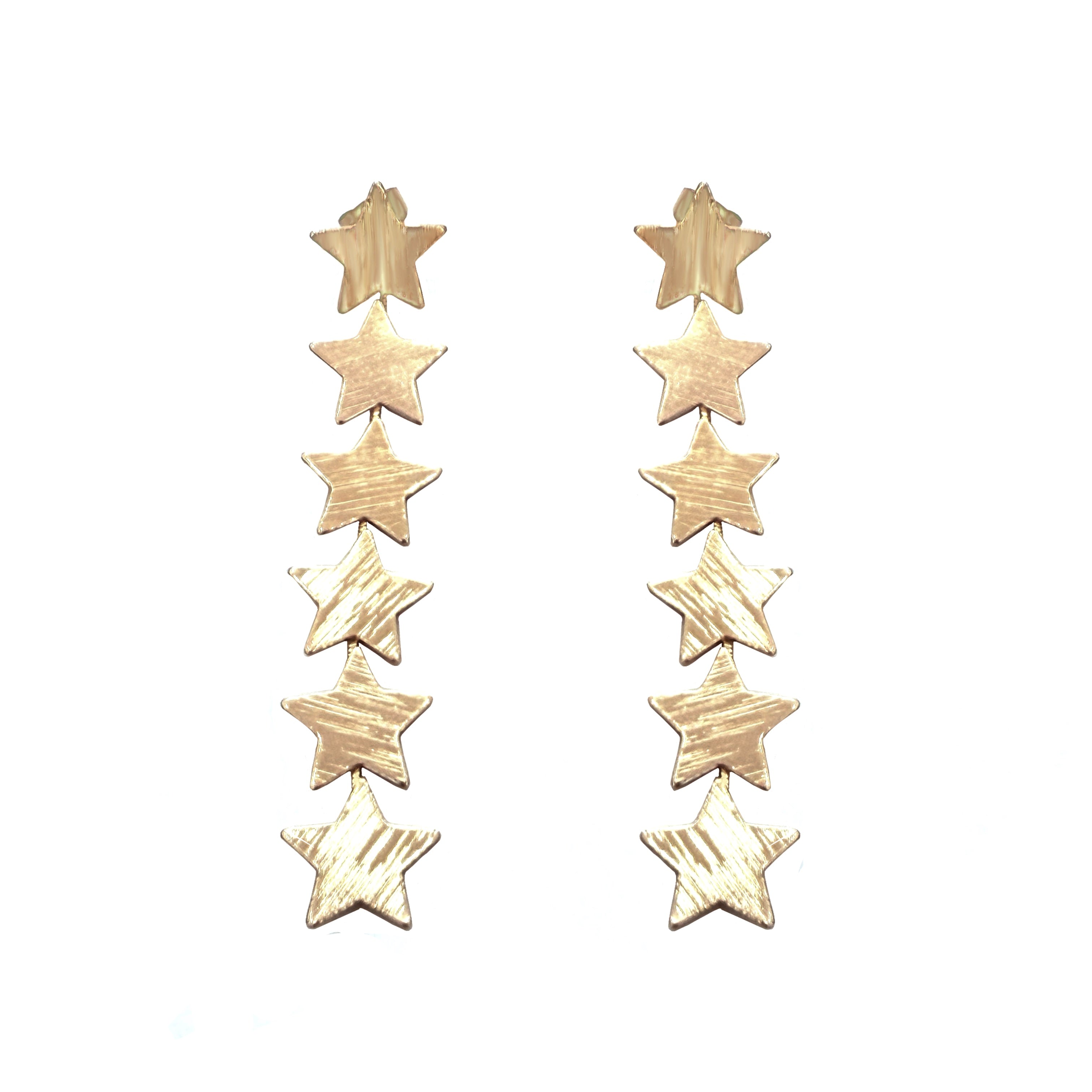 PENDIENTES ALARGADOS X6 ESTRELLAS RUGOSAS