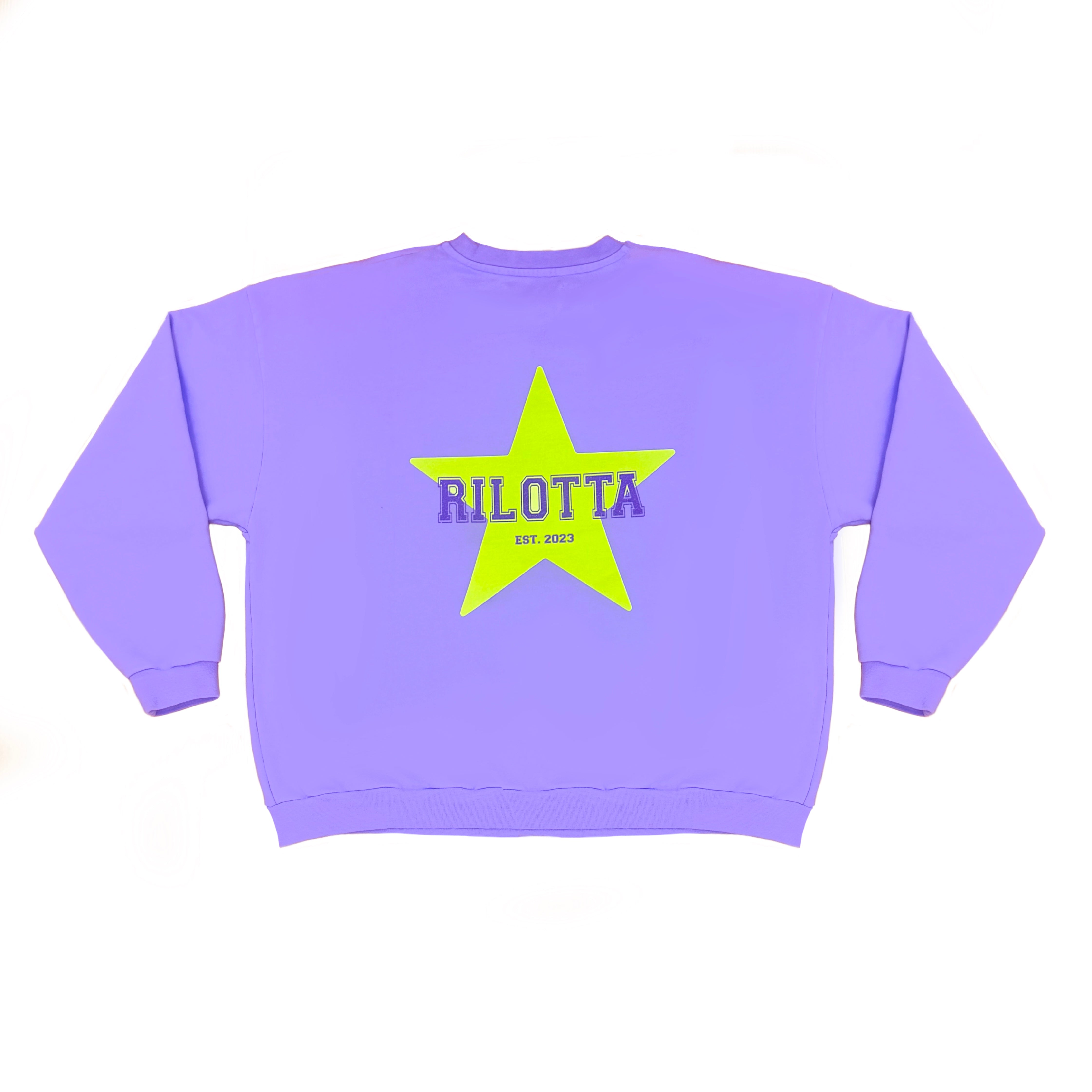 SUDADERA STAR GLITTER MALVA CON AMARILLO FLUOR