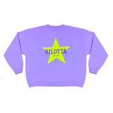 SUDADERA STAR GLITTER MALVA CON AMARILLO FLUOR