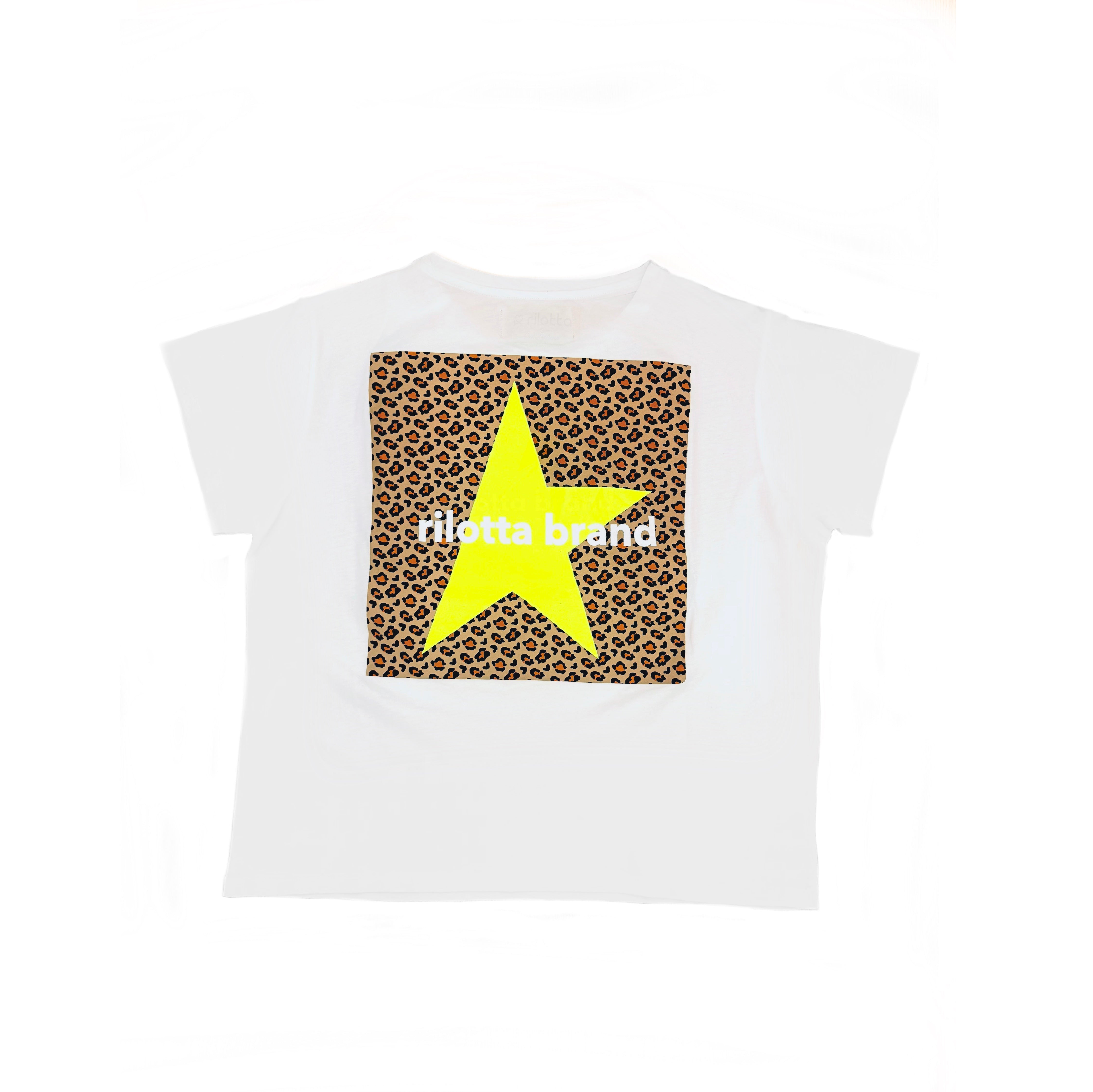 CAMISETA STAR LEOPARDO BLANCA  AMARILLO FLUOR
