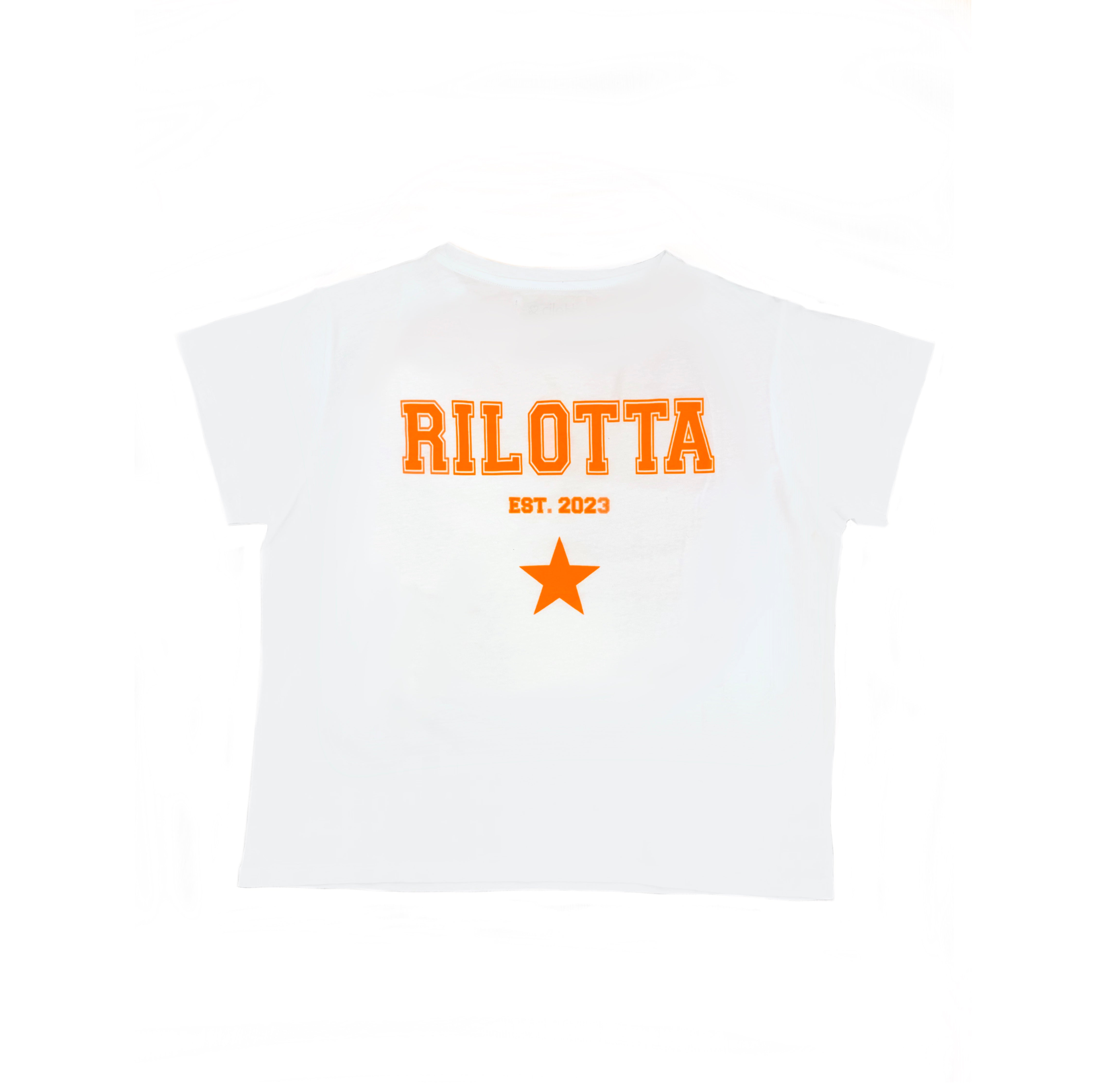 CAMISETA RILOTTA NARANJA FLÚOR BLANCA