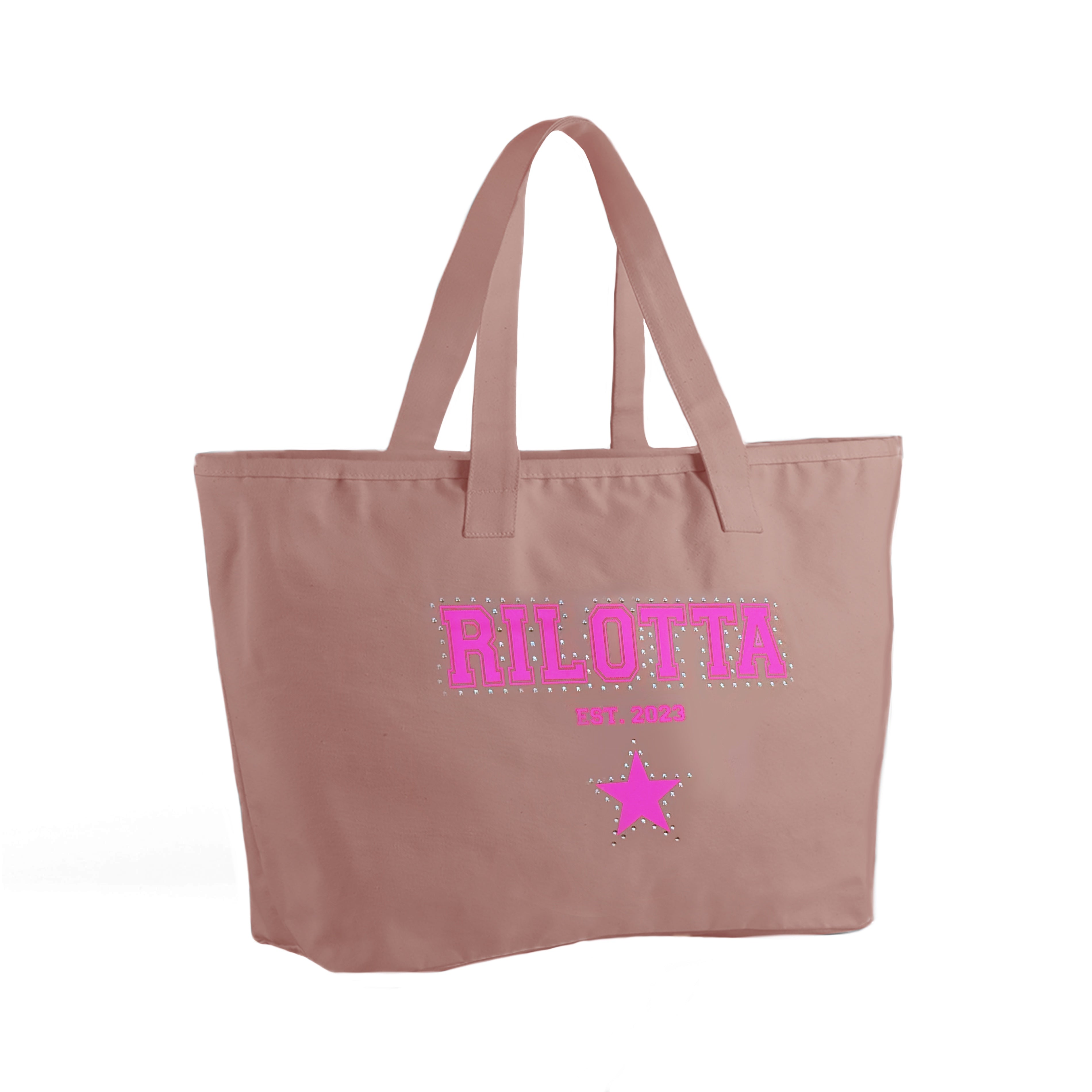 BOLSO PLAYA CREMALLERA ROSA TACHAS