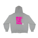 HOODIE ZIPPER MUSIC GRIS ROSA FLUOR