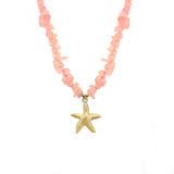 COLLAR PIEDRAS ROSAS ESTRELLA DORADA