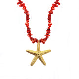 COLLAR PIEDRAS ROJAS ESTRELLA DORADA