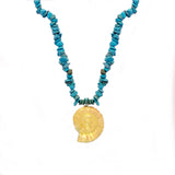 COLLAR PIEDRAS AZUL CARACOL DORADO