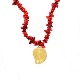 COLLAR PIEDRAS ROJO CARACOL DORADO