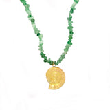 COLLAR PIEDRAS VERDES CARACOL DORADO