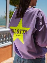 SUDADERA STAR GLITTER MALVA CON AMARILLO FLUOR