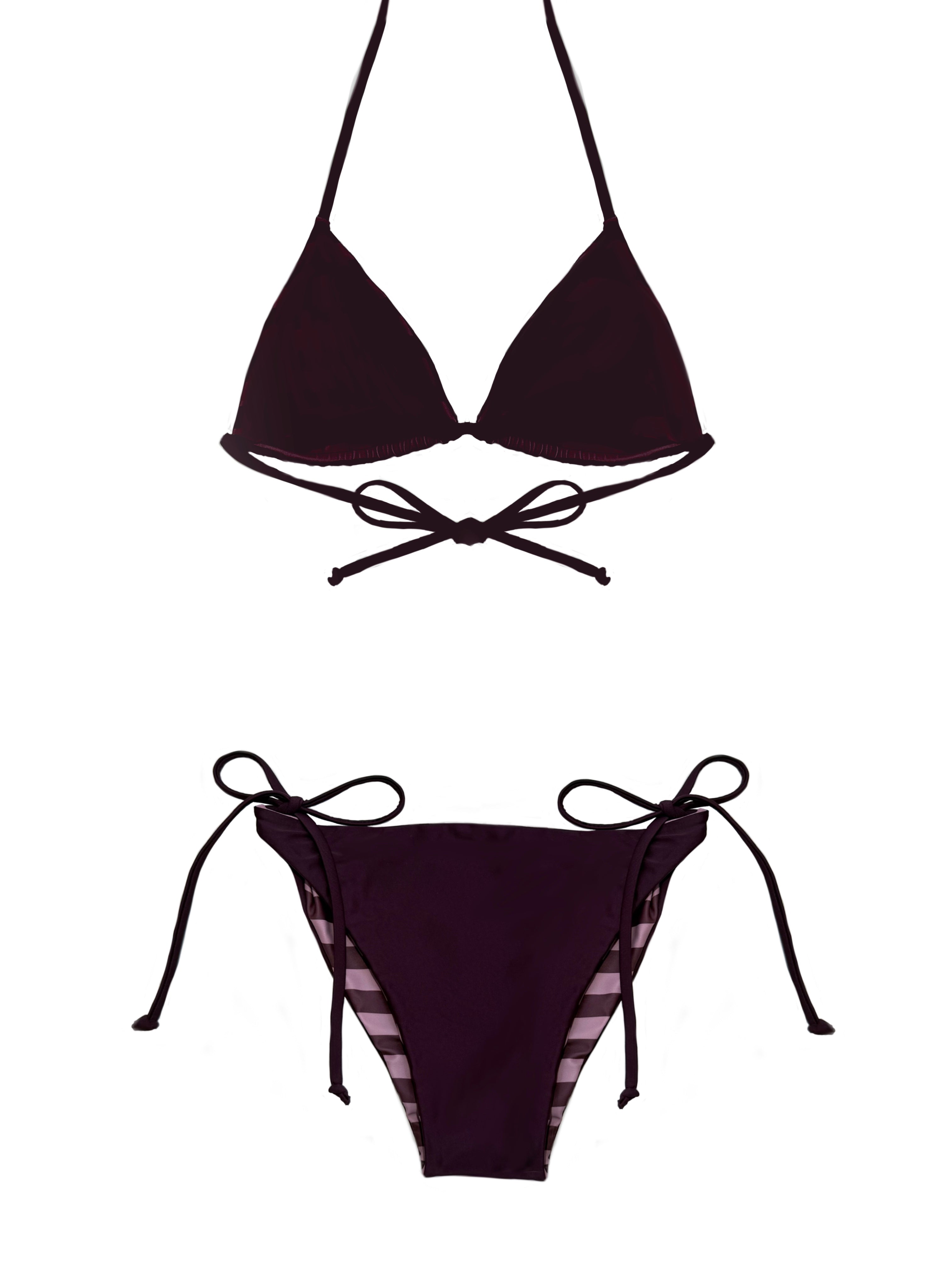 BIKINI PORTO REVERSIBLE RAYAS ROSA / BOURDEOS