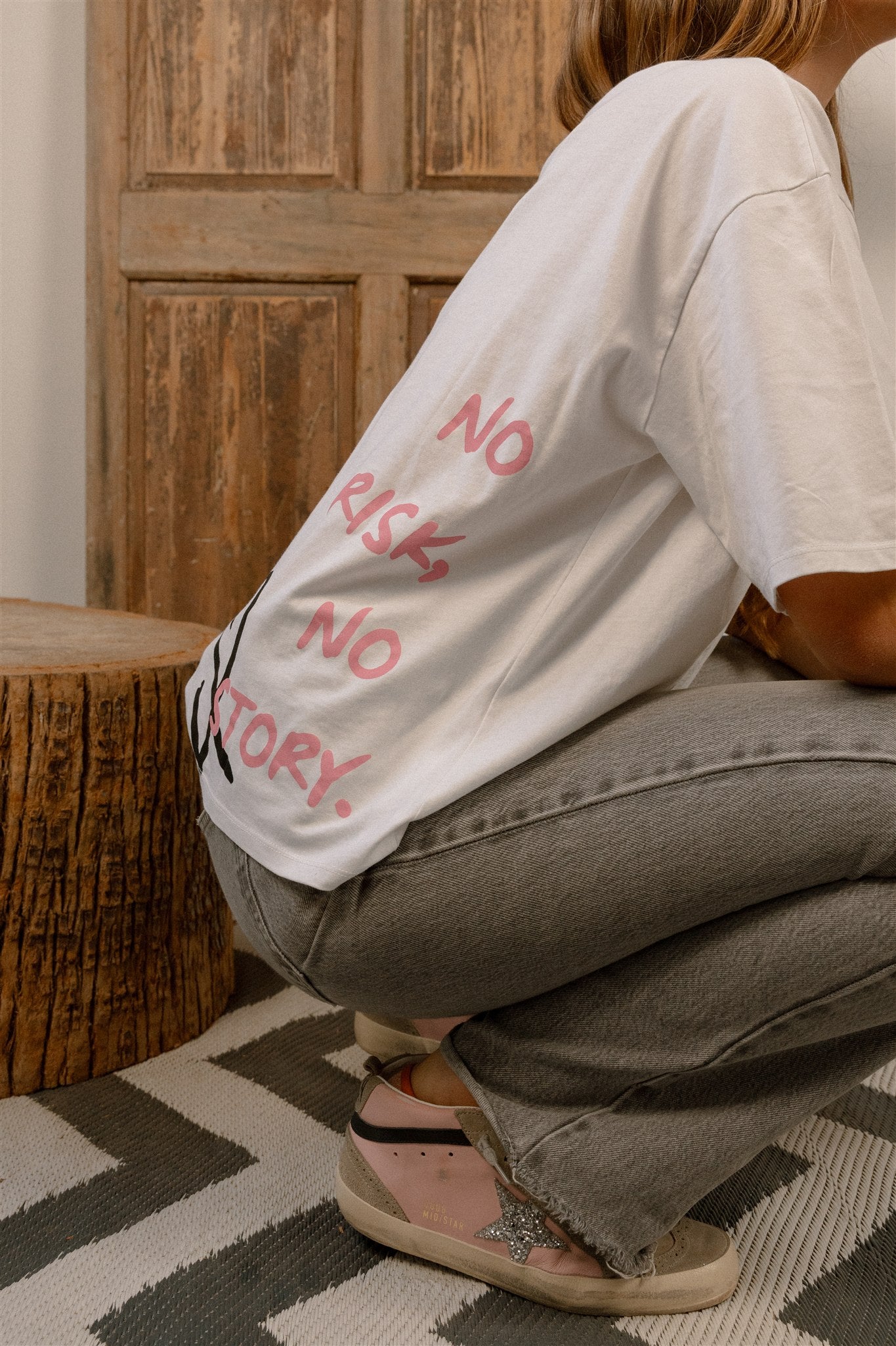 CAMISETA NO RISK NO STORY BLANCA OVERSIZE