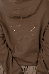 HOODIE RILOTTA STRASS STAR MARRÓN