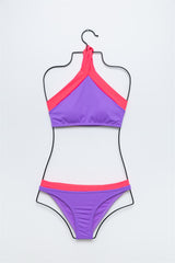 BIKINI BAY CUELLO HALTER MALVA Y ROSA FLUOR
