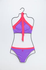 BIKINI BAY CUELLO HALTER MALVA Y ROSA FLUOR