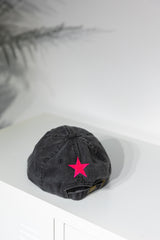 Gorra negra Rilotta Brand círculo rosa fluor