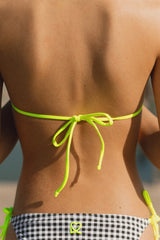 BIKINI BELLS CUADRO VICHY NEGRO Y BLANCO TIRAS AMARILLO FLUOR