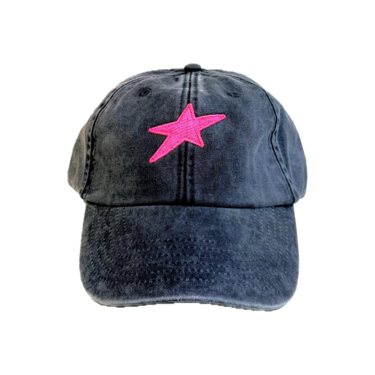 GORRA NEGRA ESTRELLA ROSA FLÚOR