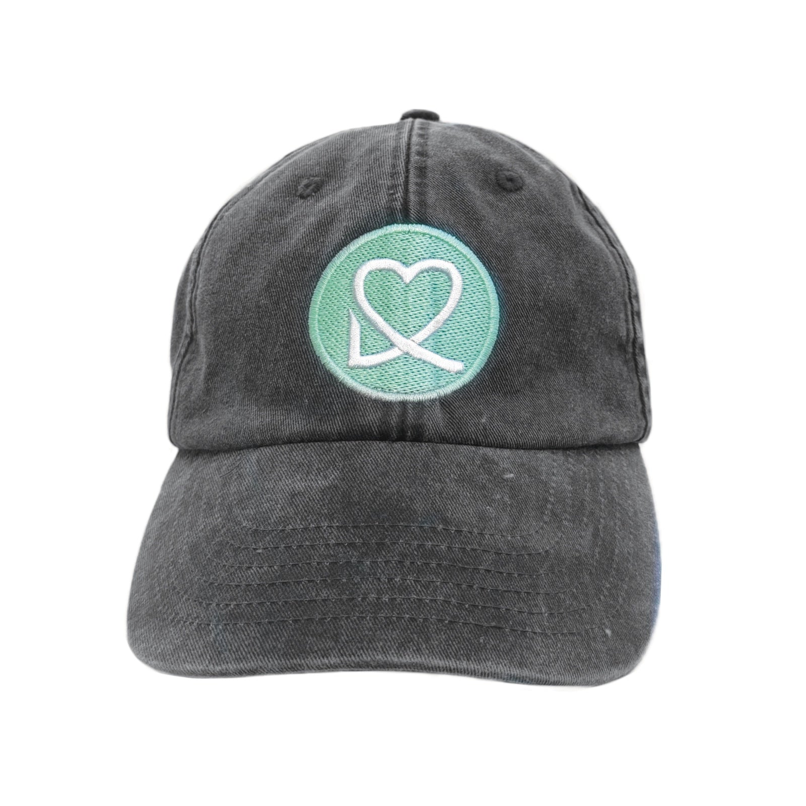 GORRA GRIS OSCURO PARCHE CORAZÓN VERDE AGUA