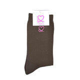 CALCETIN BRILLO MARRON CORAZÓN ROSA FLUOR