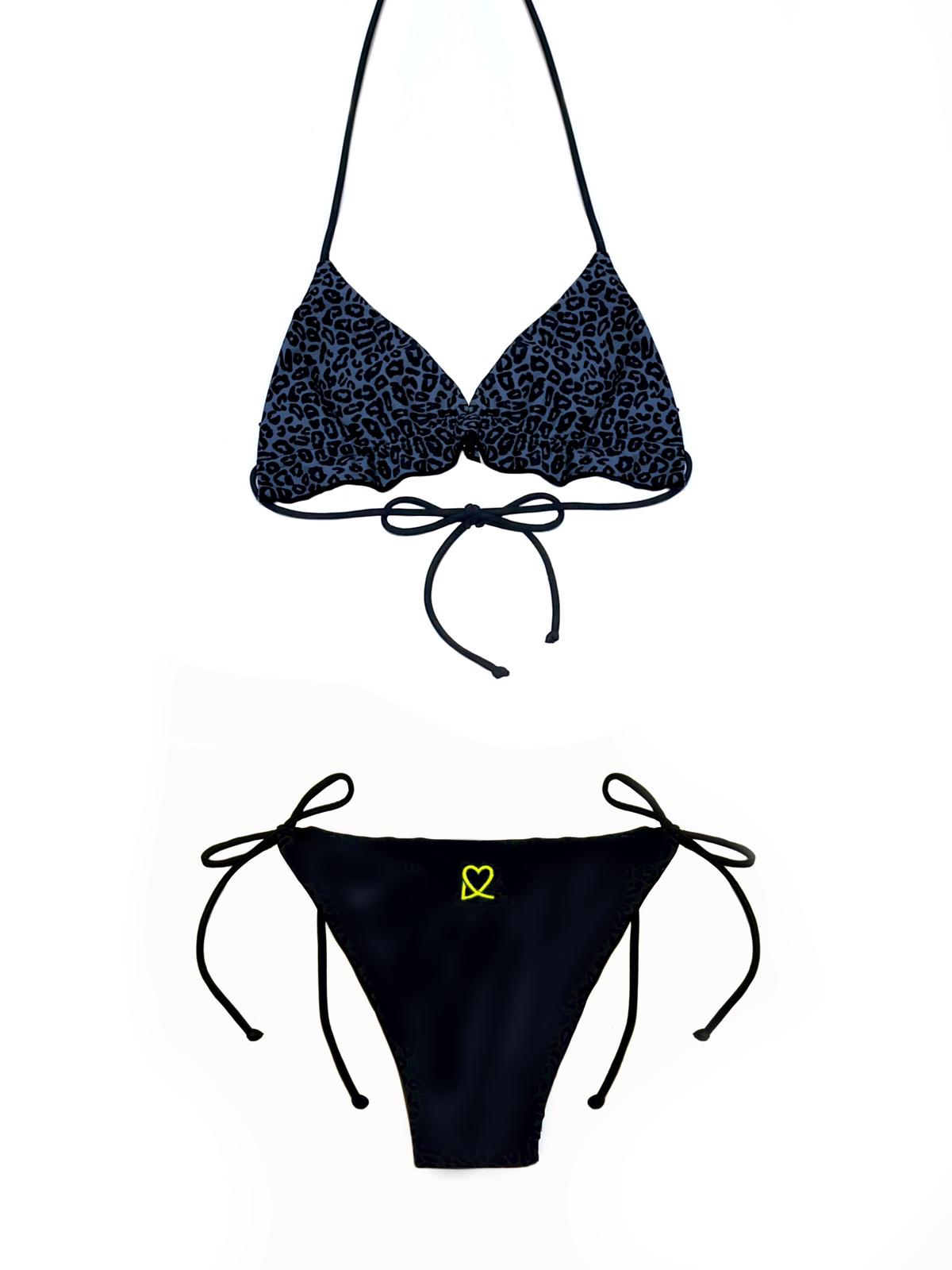 BIKINI ST. TROPEZ REVERSIBLE AZUL ANIMAL PRINT / NEGRO