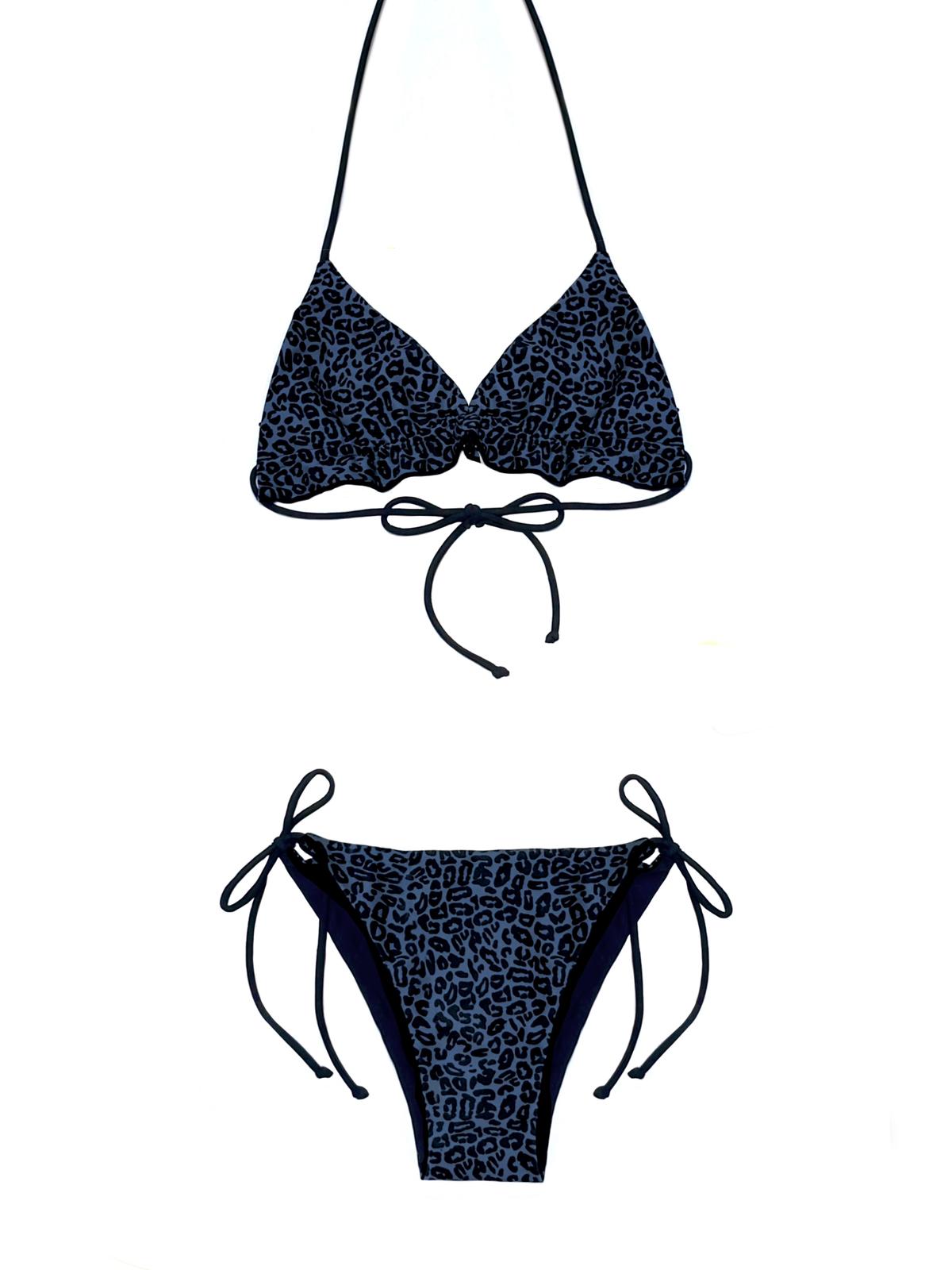 BIKINI ST. TROPEZ REVERSIBLE AZUL ANIMAL PRINT / NEGRO