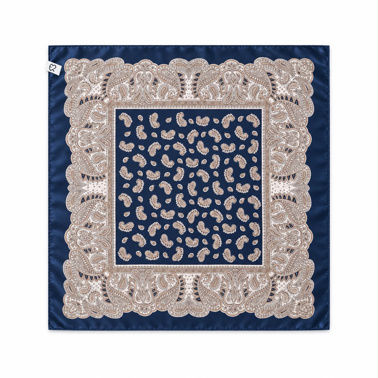 PAÑUELO PAISLEY AZUL Y CAMEL